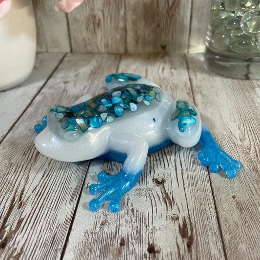 Blue & White Resin Frog Figurine
