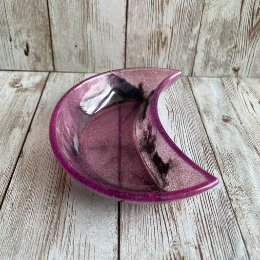 Purple & Black Crescent Moon Resin Dish – Handmade Celestial Trinket Dish, Vanity & End Table Decor (Copy)